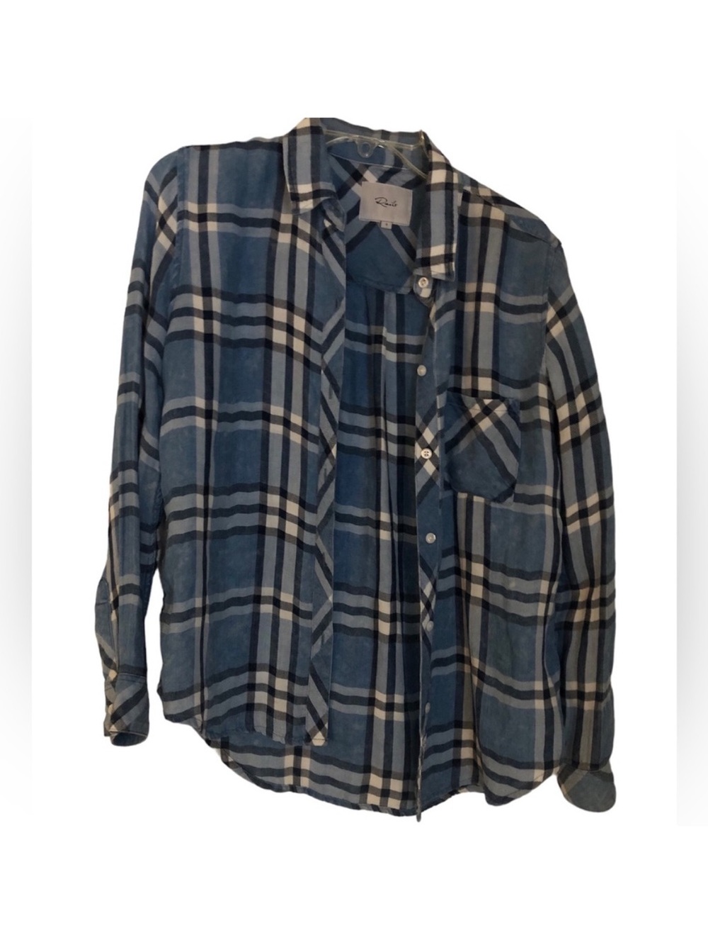 Rails Shirt Women’s Hunter Plaid Button Front Tartan Blue Lapis Soft Tencel Sz S
